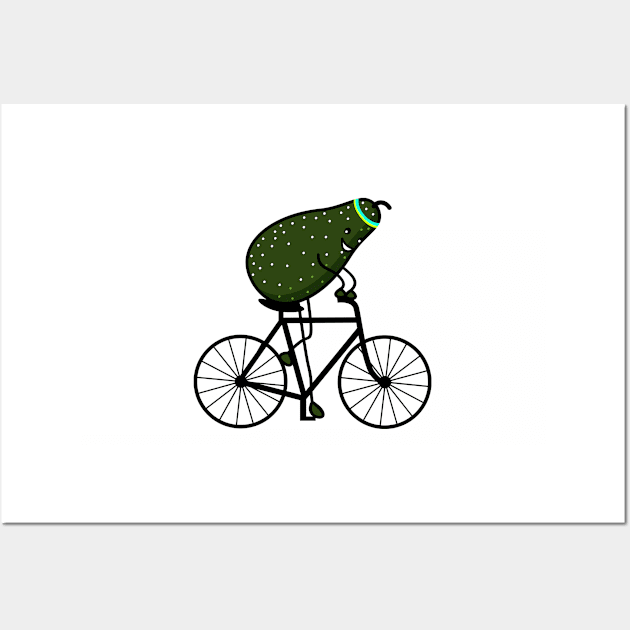 Funny avocado rides a bicycle Wall Art by spontania